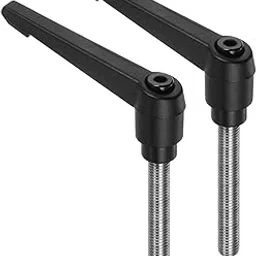 uxcell 2pcs Clamping Lever Handles, M10 x 60mm 304 Stainless Steel Threaded Male Stud, Adjustable Handles Locking Quick Release Ratchet Push Button Bolt Knobs, Black-picture-29