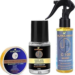 Ultra Hold Hair Patch Care Trio–Waterproof Cotton Wig Tape (20m), C100 Solvent Spray (118ml) & Wig Adhesive Glue (11.8ml) | Strong Hold & Easy Cleanup | Hair Patch Kit for Men & Women | Unisex Use-picture-45