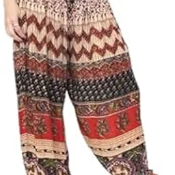 House of Export Printed Cotton Yoga Trouser Harem Pants, Multi-Colour Bohemian Pattern, Drawstring Waist (in, Alpha, XL, Multicolor)-image-36