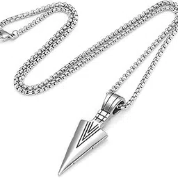 fashion frill Trending Arrow Design Pendant for Men and Boys | Pendants for Men | Silver Tone Pendent with Chain | Stainless Steel Round Shaped Pendant Chain for Men| Accessories Jewellery for Men | Birthday Gift for Men and Boys Anniversary Gift for Husband Pendant Chain For Men-picture-39