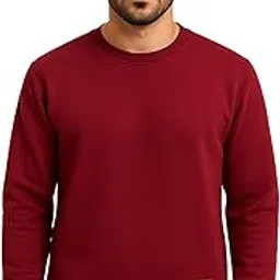 kavyara Woolen Cotton Bleend Fleece Round Neck Sweatshirt | Winter Warm Casual Regular Fit Soft Fleece Pullover 280+ GSM for Men (Black)-picture-37