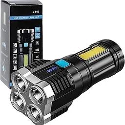 GJSHOP Powerful Rechargeable LED Flashlight - Battery Indicator, 4 Modes, Ideal for All Occasions (Black)-picture-10