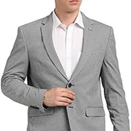 turtle Men Knitted Notch Lapel Collar Grey Single Breasted Casual Blazer-picture-5