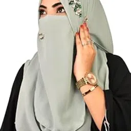 Wrap My Hijab Black Rhinestone Luxury Hijab Scarf with Stonework-picture-11