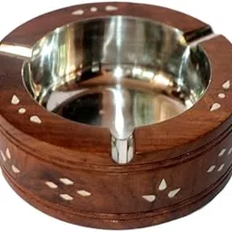 Craftybug Handcrafted Wooden Ashtray Elegant Vintage Smoking Accessory with Carved Finish Durable, Eco-Friendly & Stylish for Home, Office, or Gifting-image-4