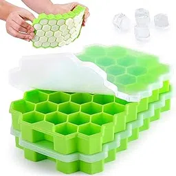 Ice Cube Trays Silicone Ice Cube Molds, Easy-Release and Flexible 37 Ice Trays BPA Free, for Whiskey Cocktail, Stackable and Safe Ice Cube Honeycomb Small Cubes Fridge Bar Soft Tray (with Lid)-image-7