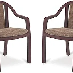 Oaknest Unboxing Furniture Supreme Ornate Cushioned Heavy Plastic Arm Chair For Home And Office (Count:2 Pcs; Color:Rosewood/Brown)-picture-21