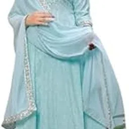 nasro Women's Viscose Rayon Printed Embroidered Round Neck 3/4th Sleeves Anarkali Kurta & Pant Suit Set/Salwar Suit Set (Purple)-picture-50