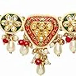 by EVERSTYLISH Kundan Necklace for Women | Enamel & Pearl Drop Layered Necklace | Ethnic Jewelry for Weddings, Festivals & Special Occasions-image-1