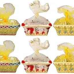 BOXO Decorative Square Basket for Gifts Hampers Fancy Basket Decorative Basket for Packing Fruits and Sweets for Wedding and Engagement - 6 pcs-picture-40