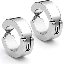meenaz Branded Jewellery Silver Clip-on Press Unisex Stud Non-Piercing Hoop Earrings/Earring for Men/Boys/Boyfriend/ - BALI-M922-picture-27