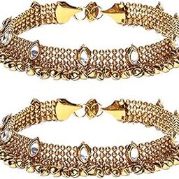 youbella Fashion Jewellery Traditional Gold Plated Stylish Anklets for Women and Girls-picture-45