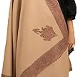 shal-é-pashm Shal-e-Pashm Women's Beige Kashmiri Hand Embroidered,Top Daur Mughal Inspired,Pure Imported Australian Merino Wool Warm & Thick Kashmiri Shawl (Woolmark Certified)-picture-34