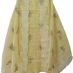 Women's Kota Doria Suit With Designer Embroidery Cotton Blend Fabric 2.5 Meter Top And 2.5 Meter Dupatta Only No Bottom [Mint]-image-71