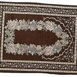 Portable Polyester Muslim Prayer Rug Ramadan Tassel Carpet Mat Dark Brown-picture-19