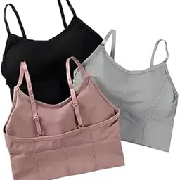 acnos 7 Colors Women Cotton Padded Wire Free Sports Bra wearring Every Day Fitness Yoga and Gymwear Fashionable Lifestyle Outdoor Life Free Size Pack of 3 Size 28-32-picture-24