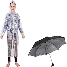malvina Women's Combo of Transparent Rainsuit with Black Umbrella (Transp. Rainsuit|Black Umbrella)-picture-55
