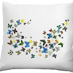 Butterfly Theme Printed Cushion Cover (12x12 Inches)-picture-40