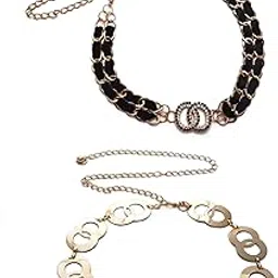 vritraz Women And Girl Fashion Metal Stretchable Gold Plated Belly Chain Waist Belt Jewellery Gift kamarbnd Waistband-picture-13