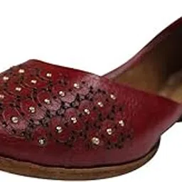stop n style Women Punjabi Jutti Ethnic Flats Handmade Art Work Cheery Phulkari Jutti HH222 (8) Cherry-picture-13