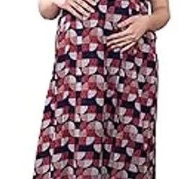mamma's maternity Feeding Long Nighty | Pre & Post Pregnancy Floral Printed Maxi | Nighty for Pregnant Woman | Nursing Maxis for Breastfeeding for Mothers with Pockets-picture-33