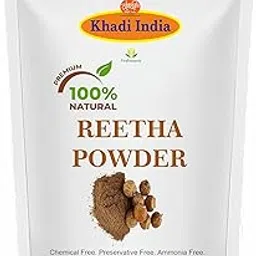 Khadi 100% Pure & Organic Reetha Powder Hair Cleanser | 100% Natural, Chemical-Free, Maintains pH Value, Conditions Hair, Adds Shine | Resealable Zipper pouch | (100gm., REETHA)-image-22