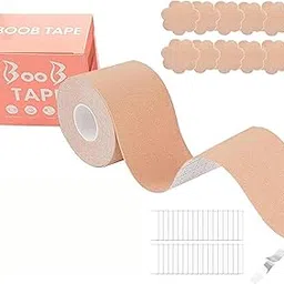 shiny beads Boob Tape for Breast Lift with 10 Satin Nipple Pasties and 36 Fashion Tapes for Clothes (Beige)-picture-51