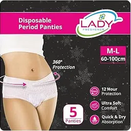 lady freshener 360° Protection, 5 Count, 12 Hour Ultra Soft 360 Degree Coverage Ultra soft comfort and Quick dry absorption For Heavy Flow, Maternity Delivery Disposable Period Panty-picture-21