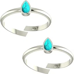 925 CZ Silver Turquoise Toe Rings (Leg Finger Rings) In Pure 92.5 Sterling Silver For Women | Toe Rings for Women and Girls | Chandi Bichiya-image-52