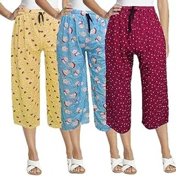 brand flex Women Cotton Capri 3 Pack,3/4 th Printed Capri,Prints May Vary-picture-44