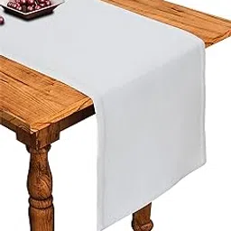 Airwill Cotton Plain White Designed Solid Pattern Table Runner Length 152cm (White, Pack of 1)-picture-22