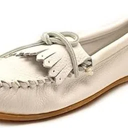 minnetonka Women's Deerskin Soft-T Moccasin, White Deerskin, 9 M US-picture-35