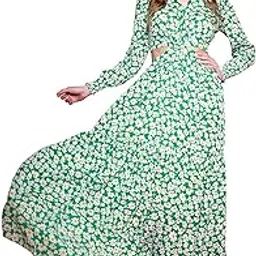 sheetal associates Women's Crepe Fit and Flare Printed Full Sleeve V-Neck Casual Dress-picture-18