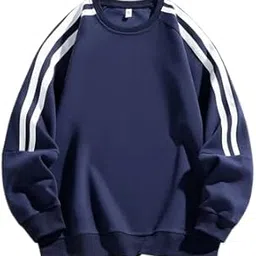 Striped Solid Sweatshirt for Men (Polycotton | Regular Fit)-image-85