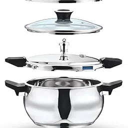 Vinod Magic Stainless Steel Smart 3 in 1 Pressure Cooker 5.5 Litre | 5mm Thick Base | All in One Cooker with Strainer & Glass Lid | Induction and Gas Base | ISI certified | 2 Years Warranty-image-36