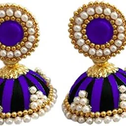 harshanvikaboutique Silk Thread Earrings Silk Dori Jhumki with double layer new model-picture-17