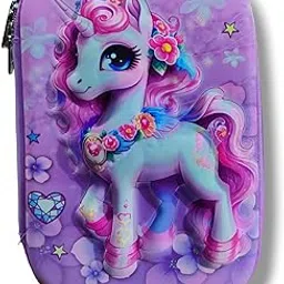 Supreme Deals® Premium 3D Embossed Unicorn Design Eva Cover Pencil Case Compartments, Pencil Pouch, Kids, Students, Stationery Box, Cosmetic Zip Pouch Bag (Multicolor)-image-10