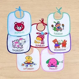 Alya Newborn Baby Cotton Waterproof Multi Color 7 Days Baby Bibs Monday to Sunday Bibs (Pack of 7) (0-2 Years)-picture-27