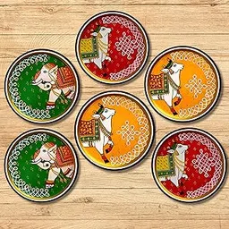 EXPLEASIA Beautiful Wooden Coasters for Tea Cup,Coffee Mug & Glasses। Decor Item। Gift Items. (Elephant Cow)-picture-12