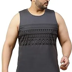 rigo Cotton Printed Plus Size Vest for Men | Round Neck, Slim Fit, Sleeveless Plus Size T-Shirt Vest for Men - Perfect for Workouts Gym, Vacations, and Beaches-picture-55
