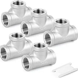 TAISHER 5PCS Stainless Steel Tee Pipe Fittings, 3/4" x 3/4" x 3/4" NPT Female Pipe Fittings-image-30