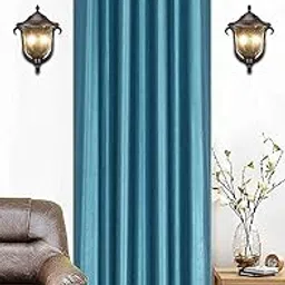 Parda Sansar Polyester Eyelet Single Piece Window Curtain - 5 Feet, Aqua Blue-picture-18
