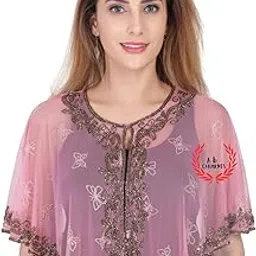 Women's Net Hand Bead Embroidery Designer Short Cape Shrugs Poncho-picture-44
