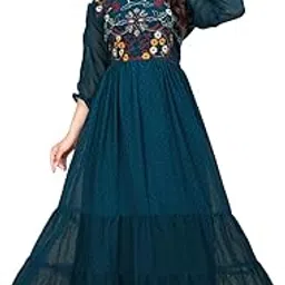 kanjari Women's Gorgette Regular Fit Full Length Gown Dress with Elegant Design for Wedding, Parties, Traditional, Festivals, Family Functions-picture-16