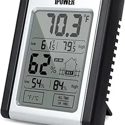 iPower HIHUMD Digital Hygrometer Indoor Thermometer, Humidity Monitor Gauge Indicator Accurate Temperature Meter with Touchscreen Min/Max Records, for Home,Office, Car, Greenhouse, Babyroom, 1 Pack-picture-28