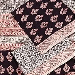 Deepti Hand Block BAGH Print Pure Cotton Printed Unstitched Salwar Suit Dress Material with White Soft Dupatta | Casual Festive 3-Piece Fabric Set-picture-47