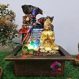 Craftisan™ Decorative Water Fountain for Home Décor, Office, Indoor & Outdoor, Garden, Puja Room, Vaastu, Reception, Spa, Gifting. (Golden Namaskar Buddha C - 054)-image-11