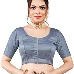 Elegant Gold Satin Blouse for Women – Trendy Round Neck Designer Wear for Sarees & Lehengas(Blouse_Model_1$P)-picture-25