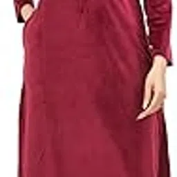 louis carlo Womens' Winterwear A-Line Kurti || Velvet || V-Neck, Band Collar || Soft Warm Velvet-picture-31