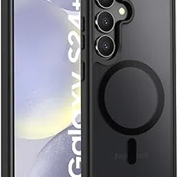 Elzzi Magnetic Guard Designed for Samsung S24 Plus 5G Case Translucent Matte Hard PC + TPU Back Cover [Compatible with MagSafe] Anti-Scratch Phone Case (Black)-picture-55